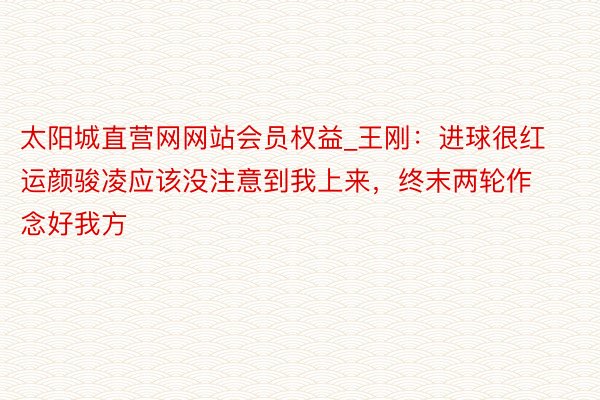 太阳城直营网网站会员权益_王刚：进球很红运颜骏凌应该没注意到我上来，终末两轮作念好我方